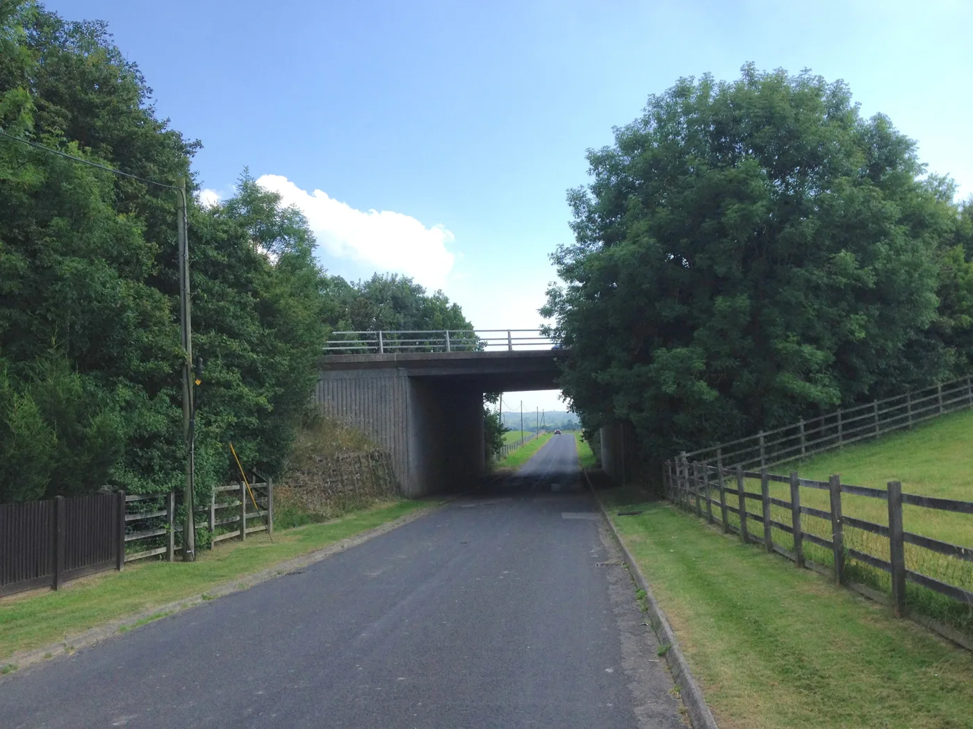 Rye Lane, near Dunton Green, passing under the motorway