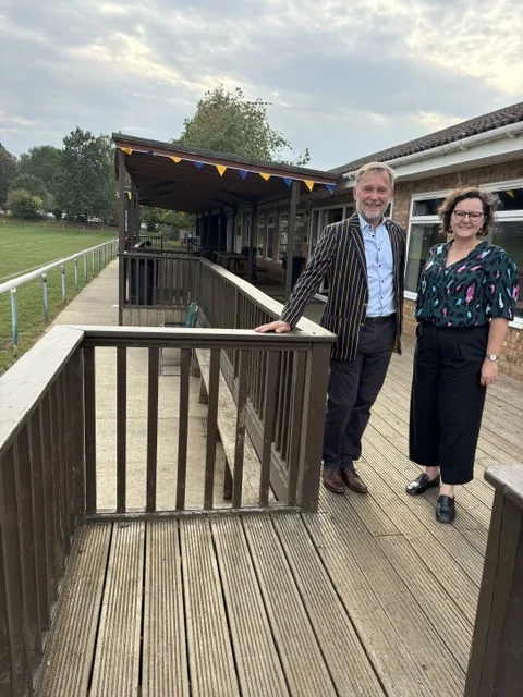 Cllr Claire Shea and Nick Pierce, Hon. Secretary of Sevenoaks Rugby Club, at the clubhouse