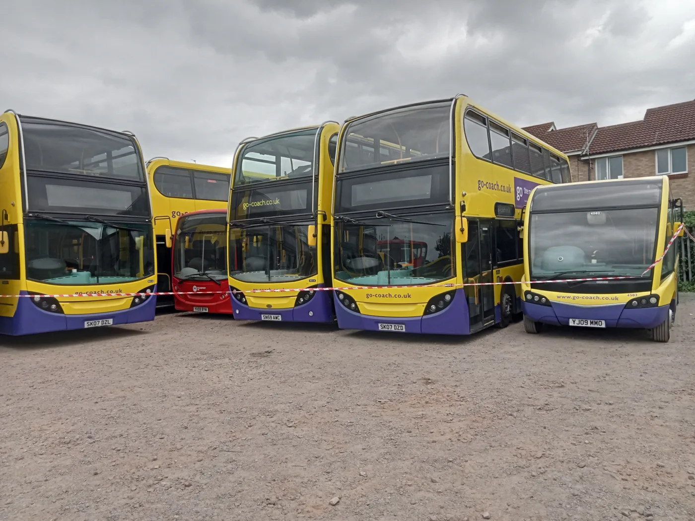 Go-Coach buses parked outside Swanley Bus Garage