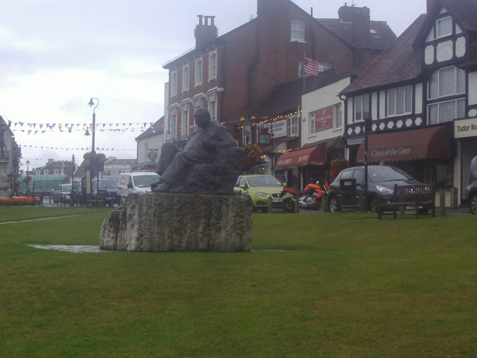 The Green at Westerham, with the statue of Sir Winston Churchill. The photo shows the town, not the rated premises.